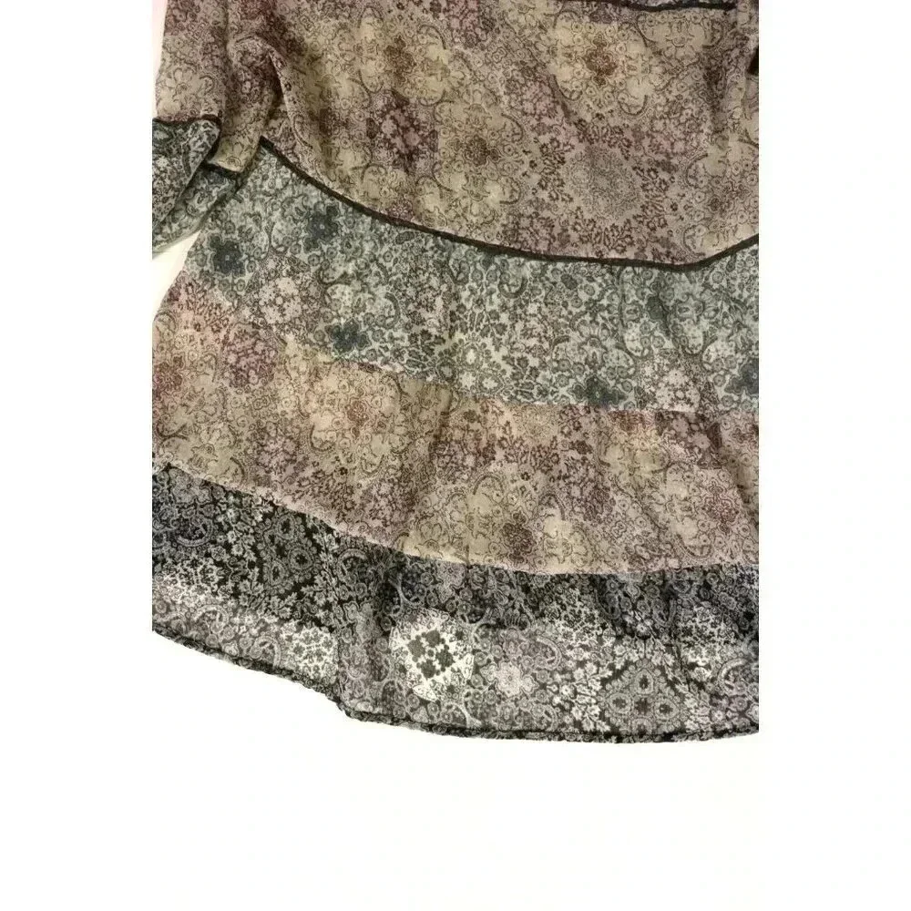 Knox Rose Blouse 3/4 Sleeve v neck casual size small sheer paisley multicolor - Picture 11 of 11